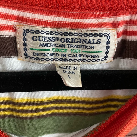 Vintage Guess Originals Multicolor Striped Tee‎ - Picture 3 of 4